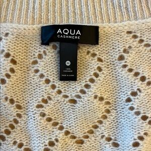 Aqua Cashmere Sweater with embroidered flowers Great condition,Tuft shoulders.